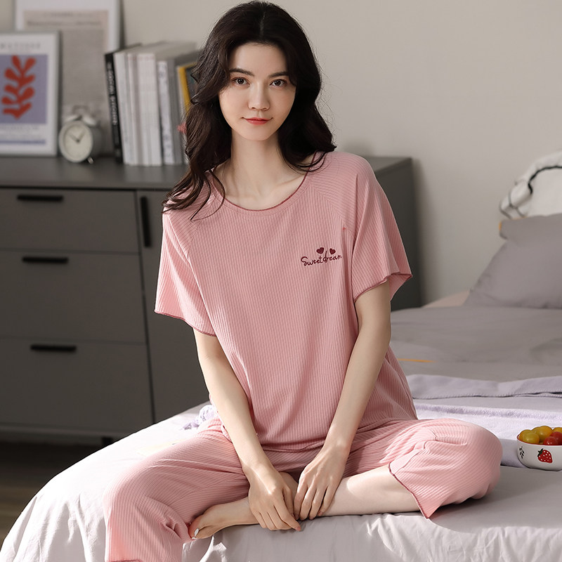 夏季睡衣女装莫代尔短袖中裤少女薄款夏天休闲女款学生家居服套装