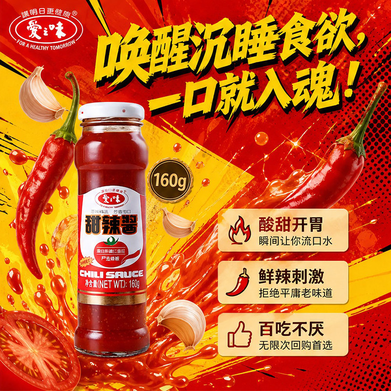 爱之味甜辣酱160g蘸鸡块薯条水饺炒菜拌面糖醋肉酸甜开胃复合酱料图片