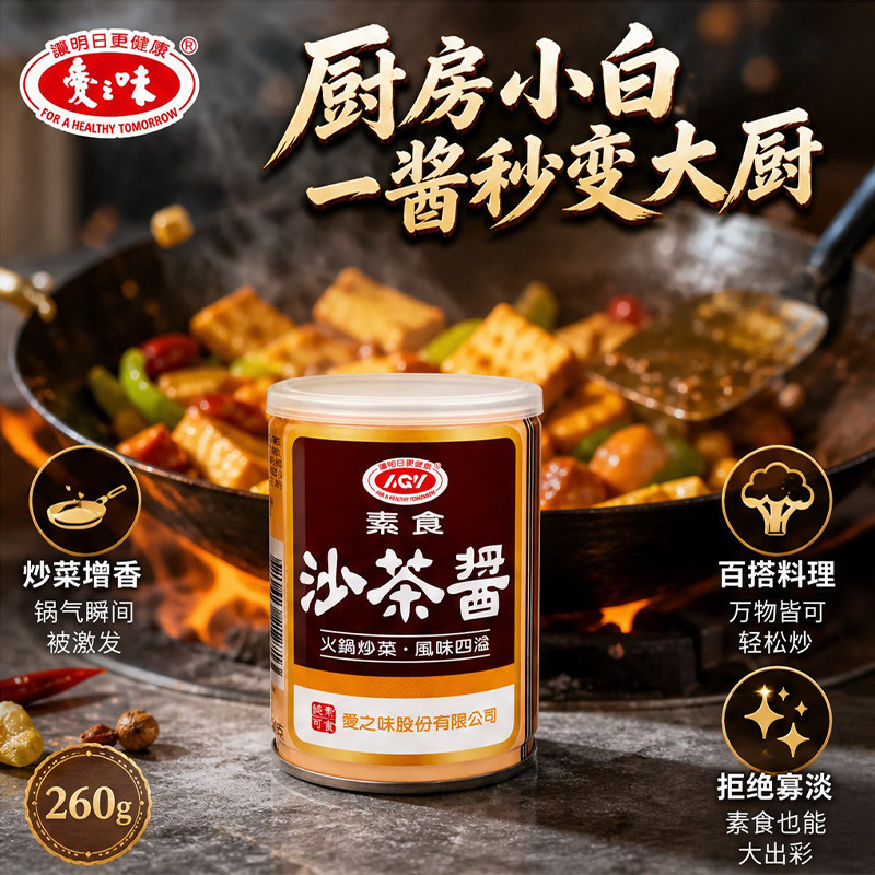 台湾进口爱之味素食沙茶酱台式古早味拌饭拌面火锅炒菜酱料260g