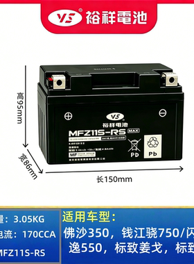 裕祥摩托车电瓶佛沙350钱江骁750/闪700/逸550标致姜戈标致SF4