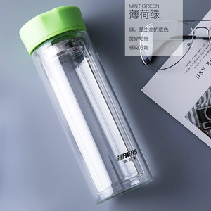 9.9元包邮 HAERS 哈尔斯 双层玻璃杯 绿色 320ml