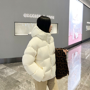 宽松加厚面包服东北 连帽90白鸭绒短款 佑缇原创女装 羽绒服女新款