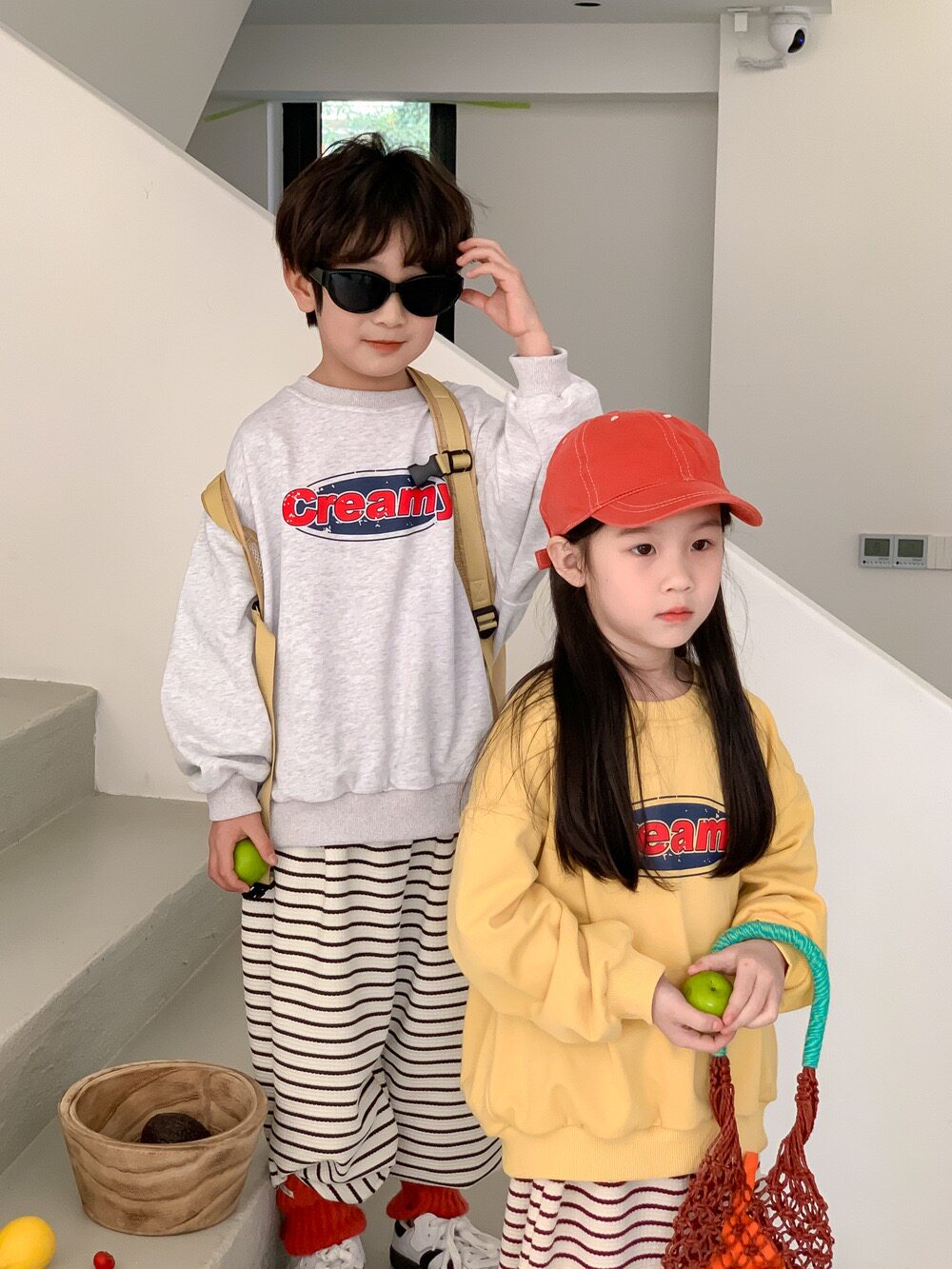 韩版卫衣2025春款男女童字母印花卫衣儿童休闲百搭圆领宽松上衣