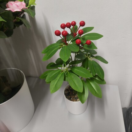 仿真花珍珠果发财果冬青果把束红果家居装饰花卉仿真果