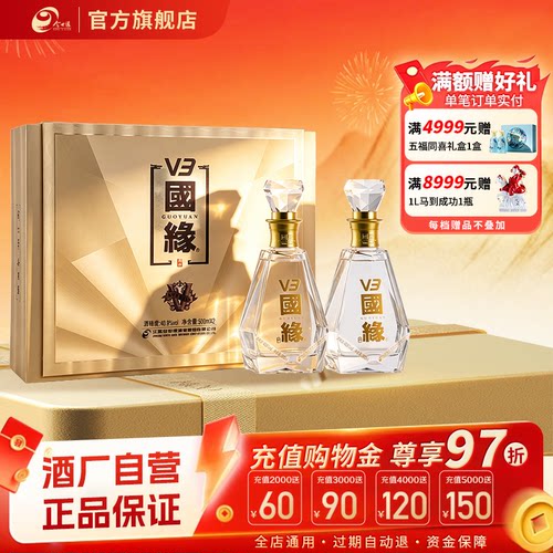 国缘V3礼盒浓香型40.9度500ml*2礼盒装白酒商务宴请节日送礼