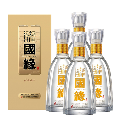 今世缘淡雅国缘浓香型42度500ml四瓶白酒