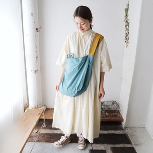 earthmade日本原厂真品复古潮牌杂志超大号防水布撞色单肩斜挎包