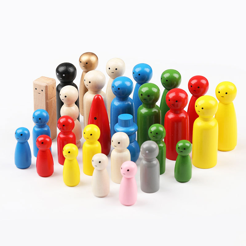 心理小物件家庭系统排列格盘实木木偶人偶摆件心理咨询室教具套装