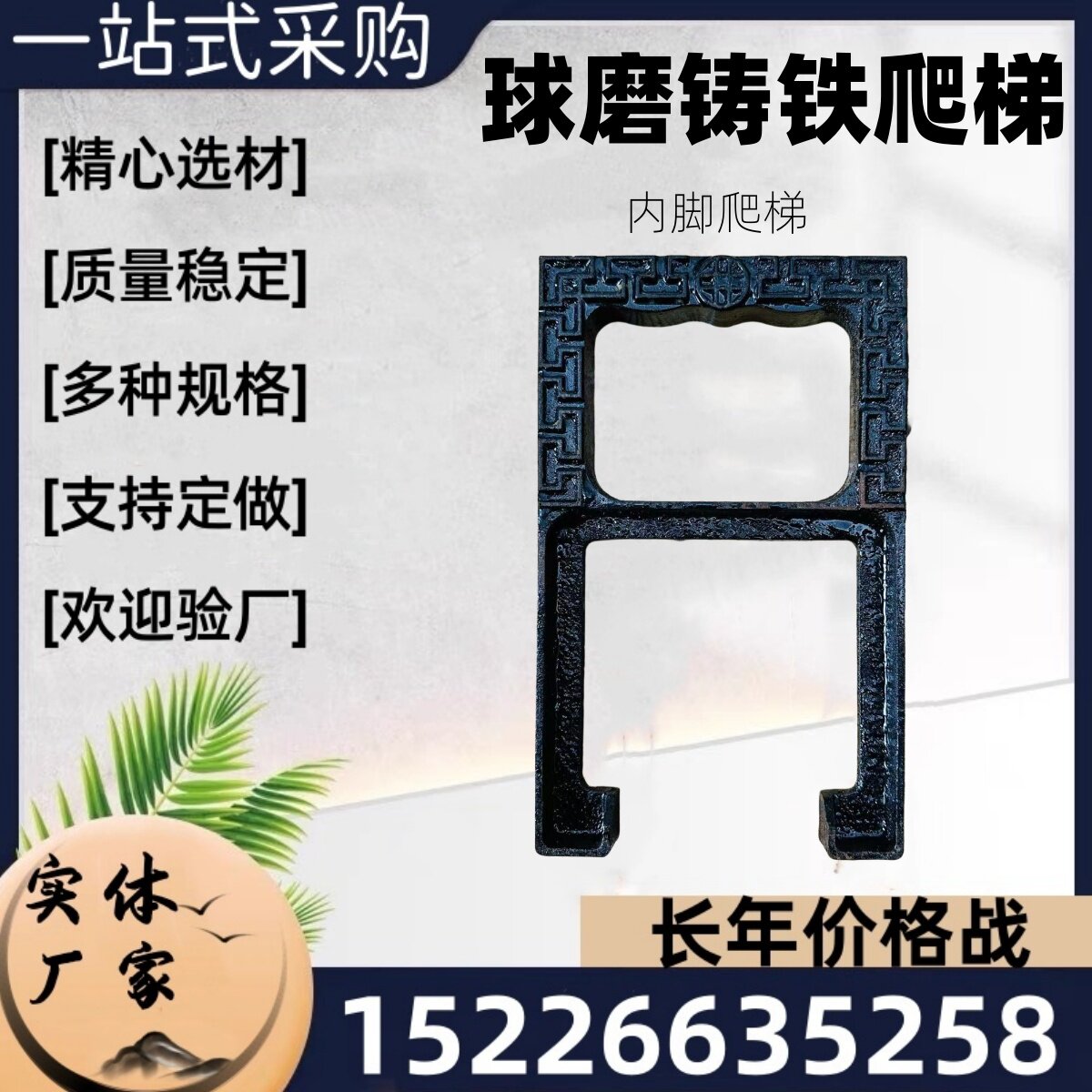 球墨铸铁爬梯踏步市政检查井污水井窖井攀爬梯内脚弯球墨铸铁踏步