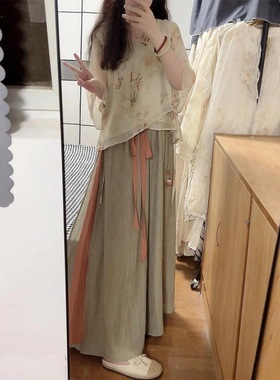 新中式中国风禅意改良汉元素复古套装上衣2025年夏季新款两件