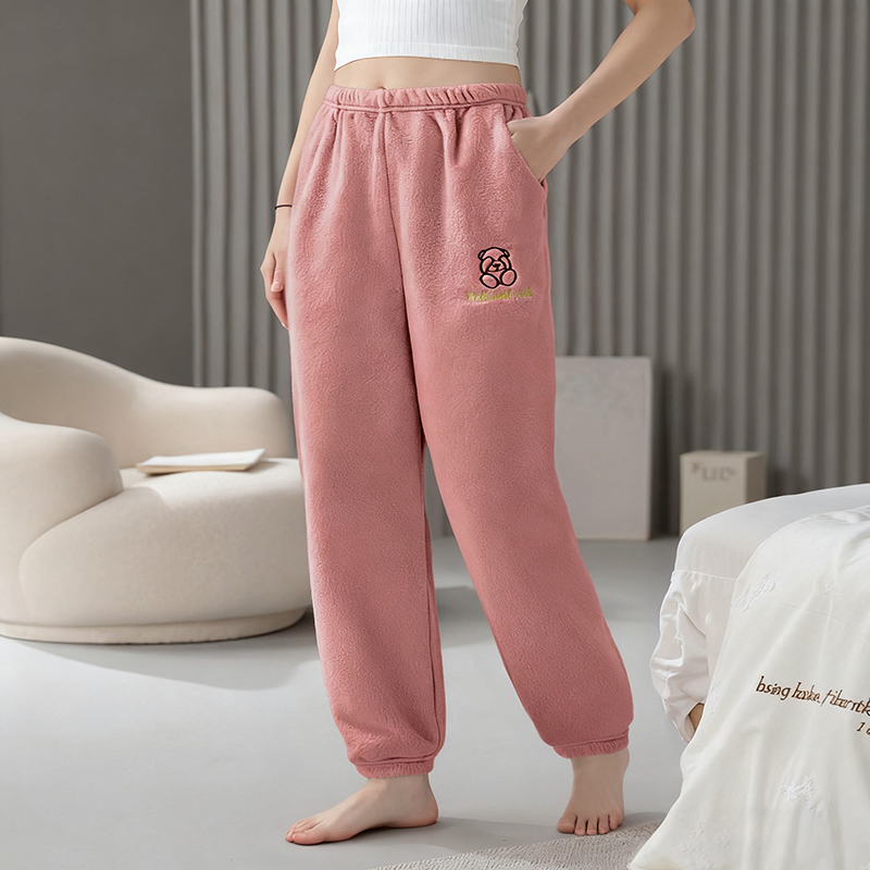 芬腾2025新款珊瑚绒睡裤女秋冬
