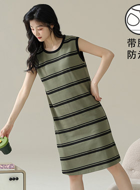 显白！芬腾条纹背心睡裙夏季女款