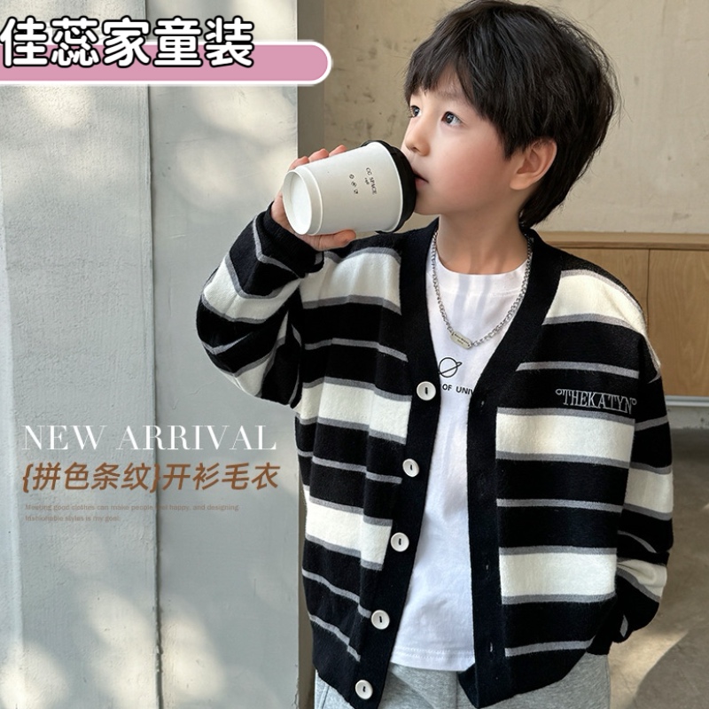 佳蕊家2025男童春秋新款针织开衫外套儿童韩版洋气衣服童装秋装