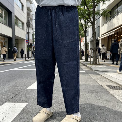 牛仔工装户外休闲松紧腰女长裤