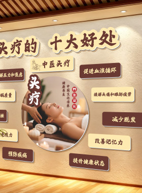 头疗店中医艾灸养生馆装饰墙贴纸