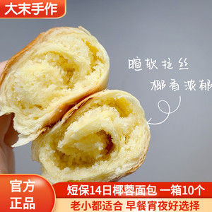 大末手作椰蓉包10个 椰丝包鸡尾包健康糕点心面包早餐包 松软拉丝