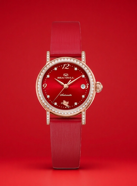 海鸥表小玲珑马年生肖红色限定小尺寸自动机械女表1046L骐骥飞马