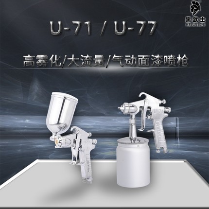 黑武士油漆喷枪U-77/71汽车家具喷漆上下壶高雾化面漆气泵喷漆壶