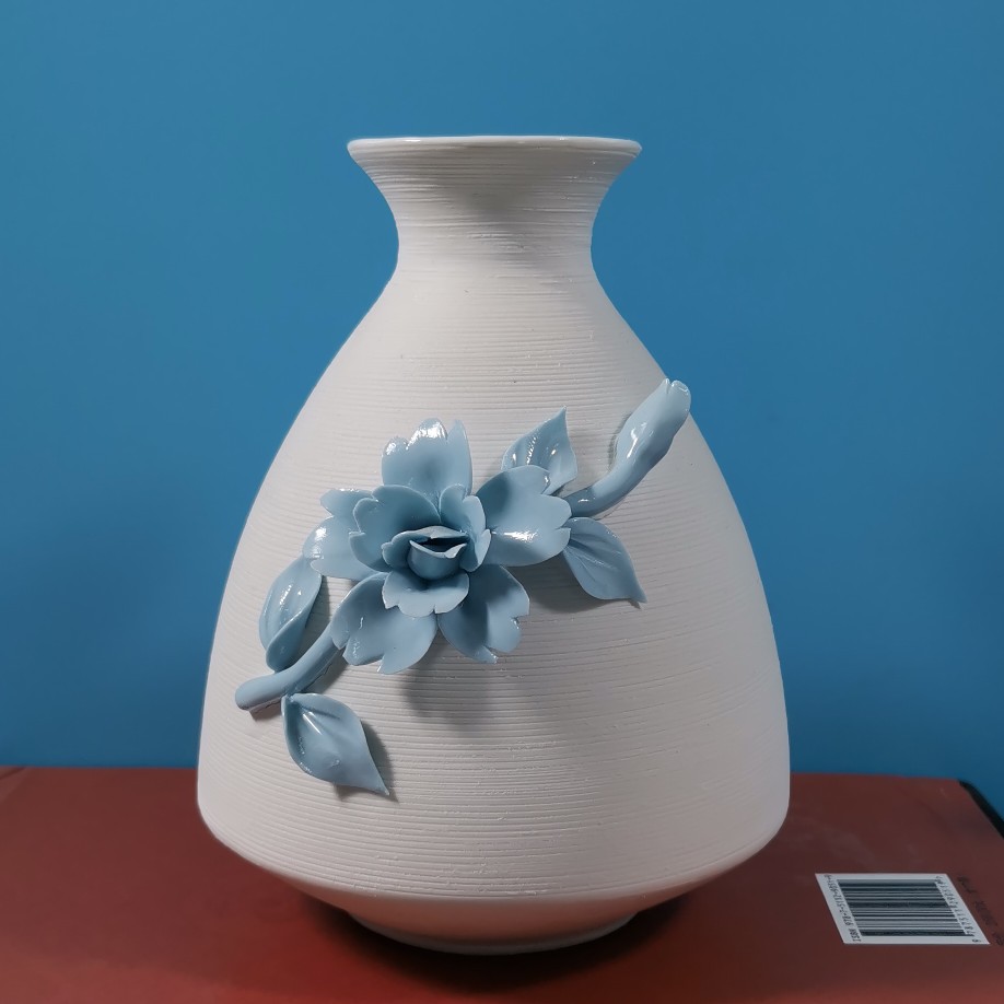 现代简约新中式陶瓷小号插花瓶手工捏瓷艺装饰品摆件