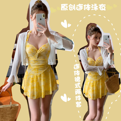 般沐泳衣女温泉2025年新款爆款胖mm微胖遮肚露背连体大码女生温泉