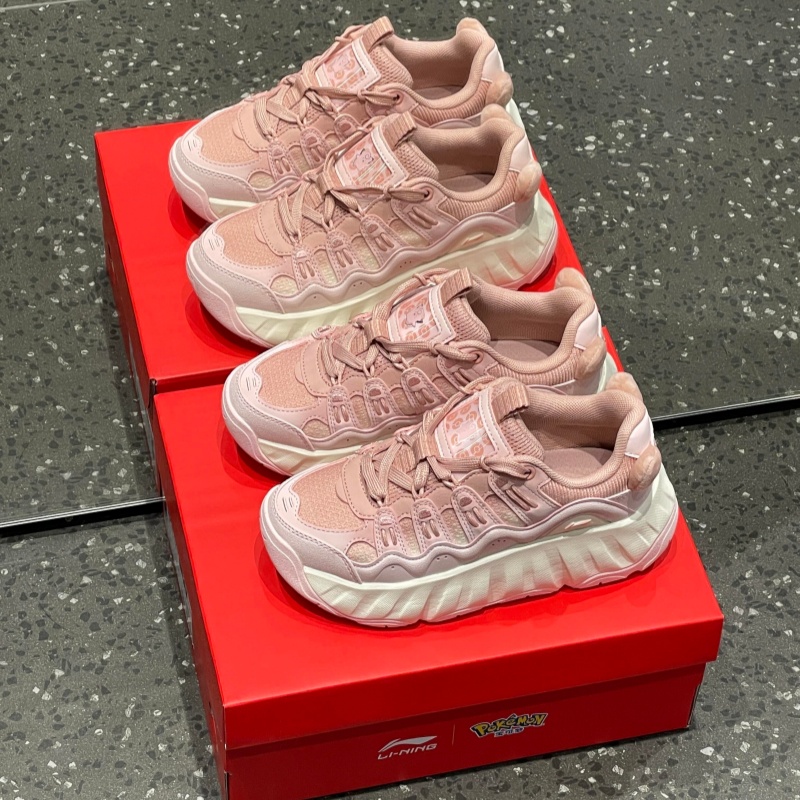 李宁休闲鞋女2026年新款宝可梦联名曲奇鞋缓震增高老爹鞋 AGCW178