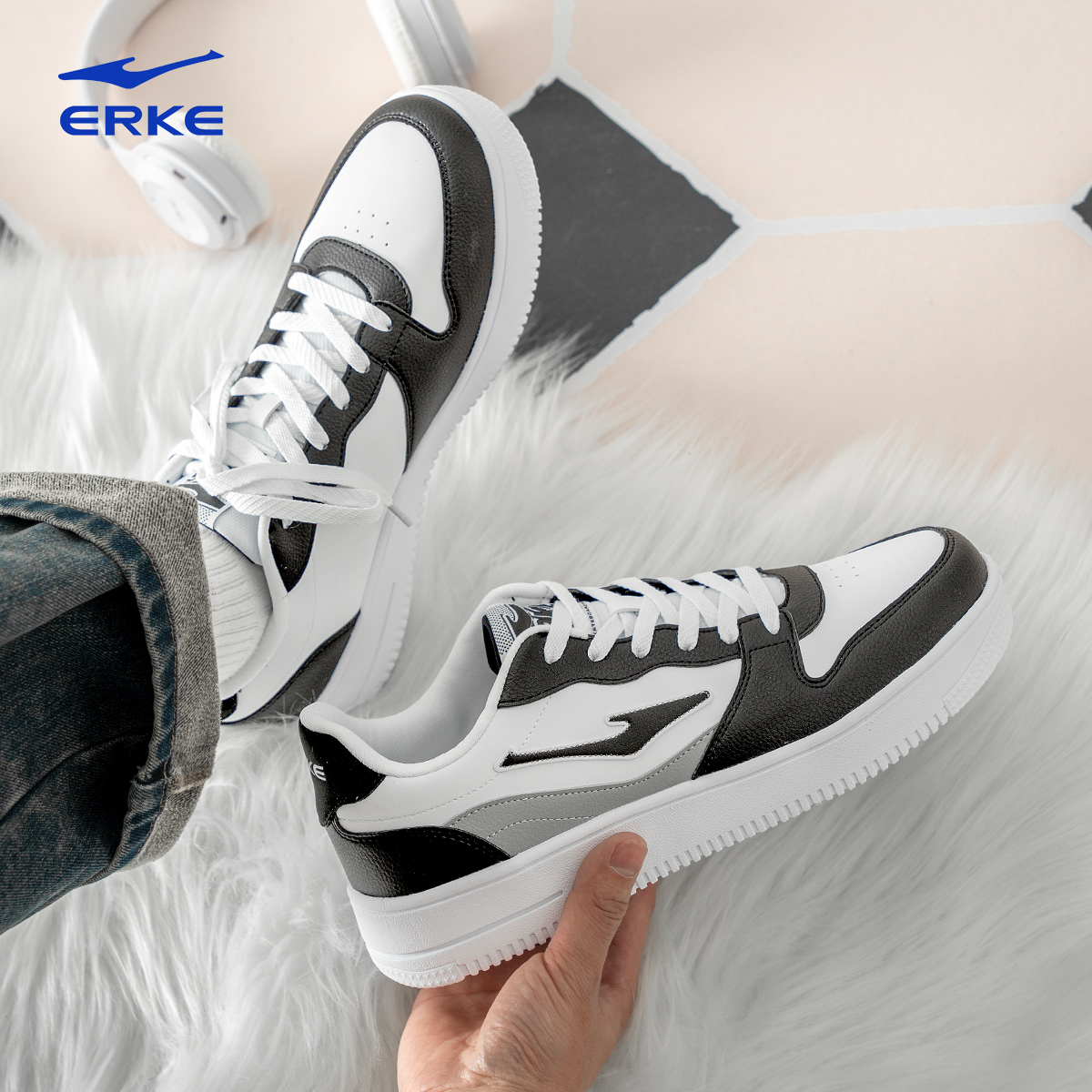 鸿星尔克元宝板鞋男鞋春夏款轻便百搭低帮小白鞋正品青少年休闲鞋