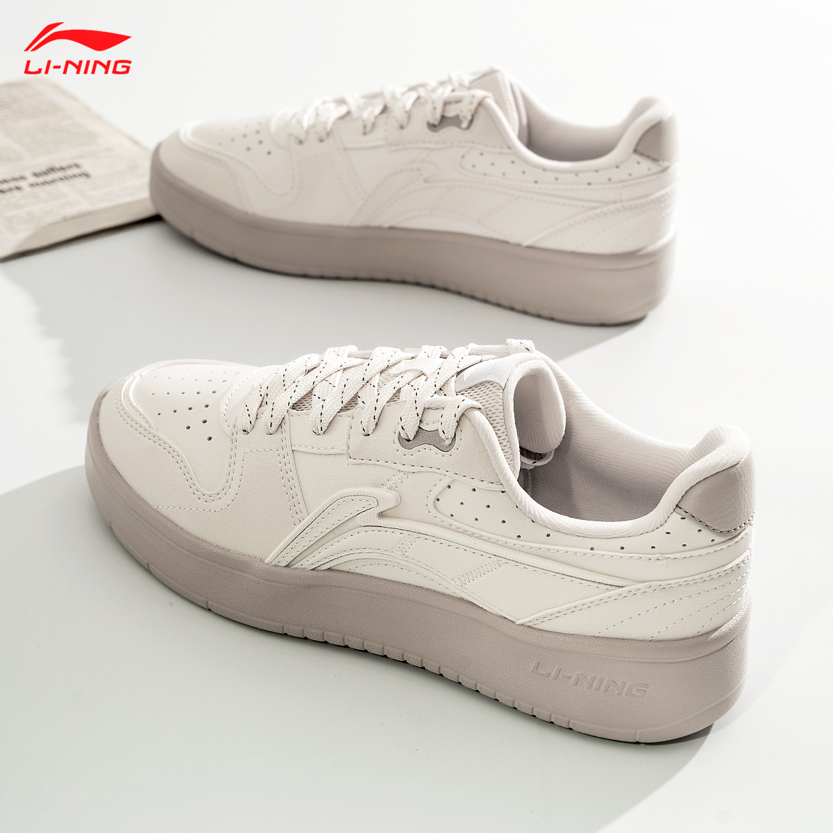 李宁休闲鞋女鞋2025新款元宝板鞋滑板鞋小白鞋经典低帮运动鞋正品