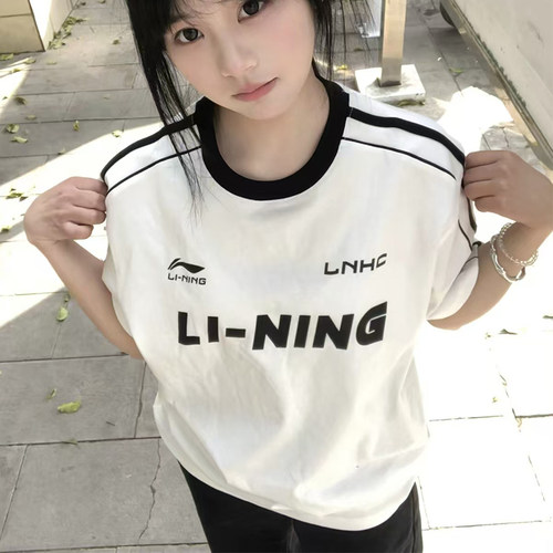 李宁复古运动风纯棉短袖男女2026夏季款学生重磅美式宽松半袖T恤