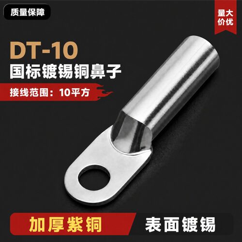 国标镀锡DT-10平方铜鼻线鼻子接线端子铜线耳铜接头接线鼻A级