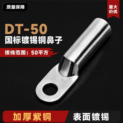 国标镀锡DT-50平方铜鼻线鼻子接线端子铜线耳铜接头接线鼻A级
