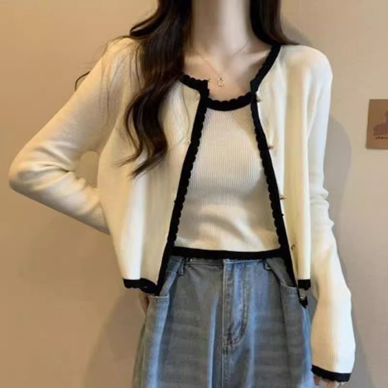 秋季女装法式淑女气质针织开衫女吊带外套温柔休闲舒适显瘦两件套