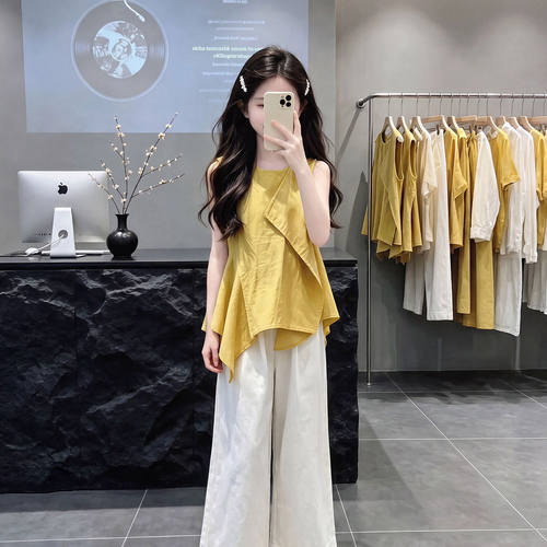 女童夏季套装2026新款超火女大童独特漂亮背心裤子儿童薄款两件套