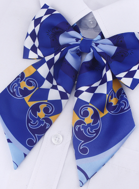 建行蓝色领结刀巾建设银行丝巾蝴蝶结黄色女士领花一件包邮女式