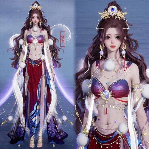 【4Gunns】诛仙世界服装染色 成女 云若一梦瑶台染色 漓火