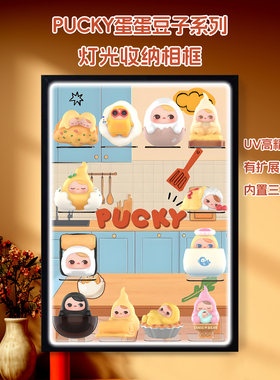 PUCKY蛋蛋豆子系列展示盒适用泡泡玛特盲盒收纳展示盒相框壁挂