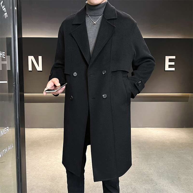 男士中长款毛呢大衣外套