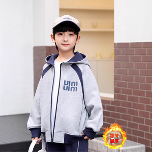 新款秋冬季中大童百搭加绒加厚冬季男童外套冬款儿童时尚潮流冬装