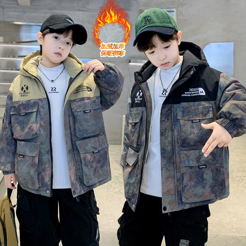 童装男童冬装加绒加厚外套2025新款大童秋冬款男孩冬季派克服潮流