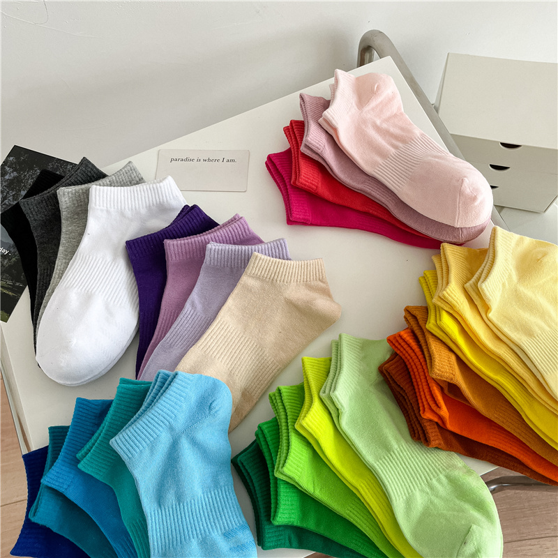 船袜女纯棉ins潮夏季薄款糖果色