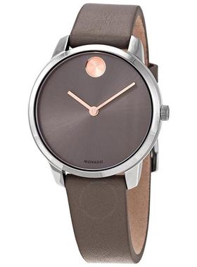 代购Movado摩凡陀女士腕表计时夜光日期防刮皮带金属防水灰色