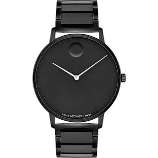 代购Movado/摩凡陀男士腕表瑞士机芯黑盘黑带米防水奢华时尚表