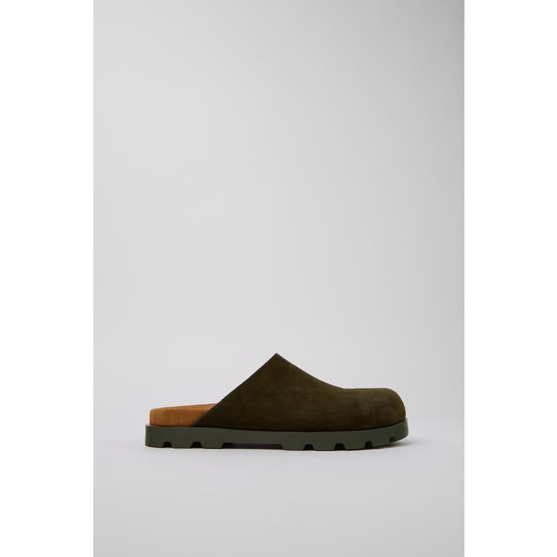 Camper男士拖鞋轻便透气耐用360缝线绿色反绒皮PU足床EVA大底