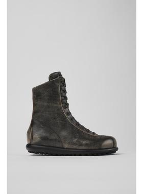 代购Camper男士靴子透气耐用防滑轻便灰色系带高帮360度缝制户外