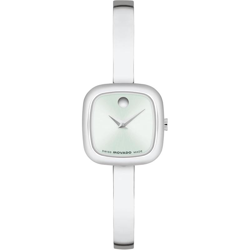 Movado/摩凡陀女表瑞士石英不锈钢经典腕表mm银盘绿面