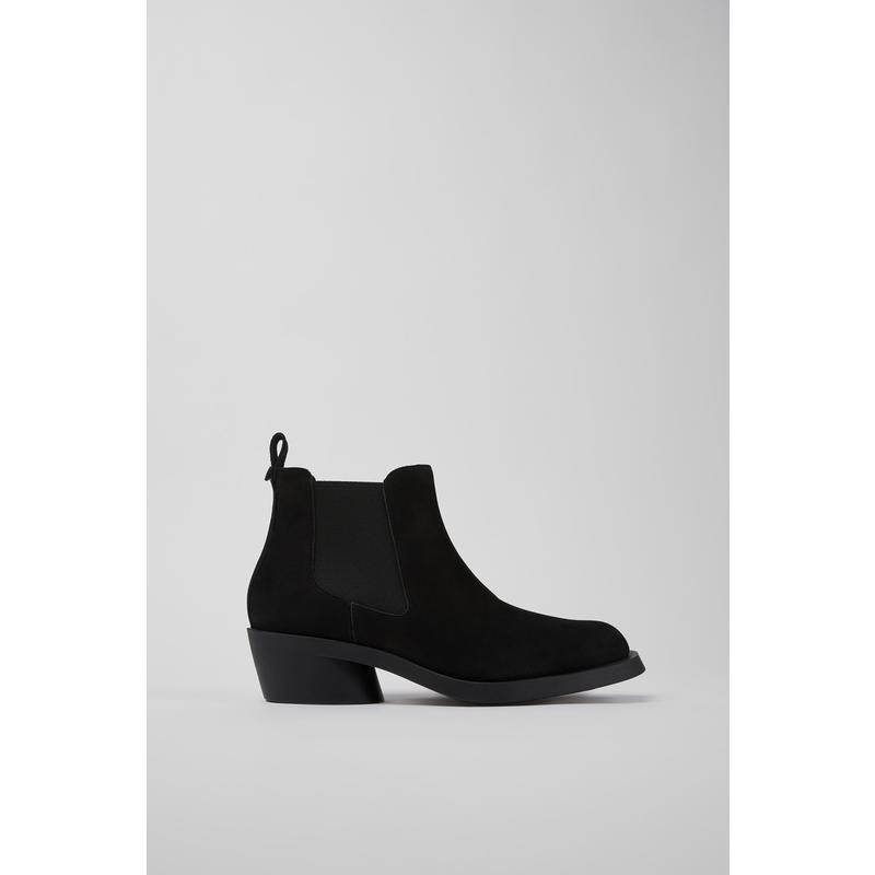 代购Camper女士切尔西靴透气吸汗软底轻便黑色反绒皮弹力侧边