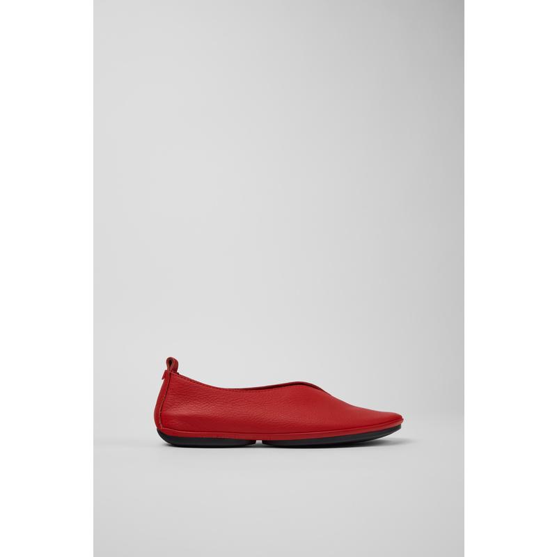 代购Camper女士芭蕾舞平底鞋柔软透气轻便舒适红色牛皮尖头无带