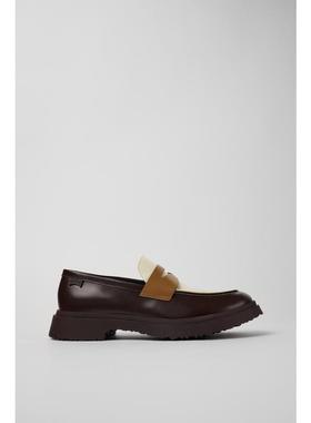 代购Camper男士乐福鞋透气吸汗软底轻便棕色白色拼色厚底