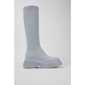 代购 Camper女士长筒靴透气吸汗软底轻便灰色针织高筒厚底休闲