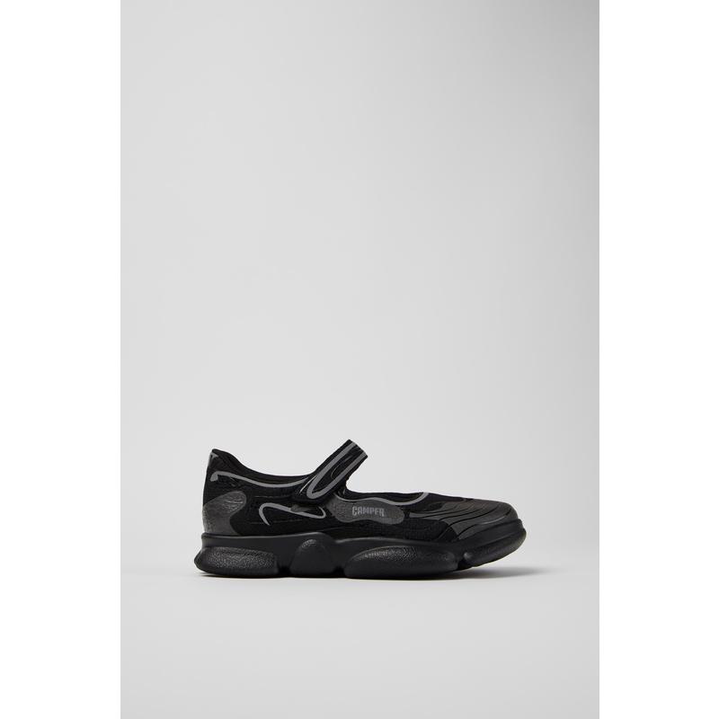 代购Camper女士玛丽珍鞋透气吸汗轻便软底黑色灰色织物材质