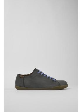 代购Camper男士休闲鞋透气轻便柔韧耐用灰色反绒皮弹性鞋带